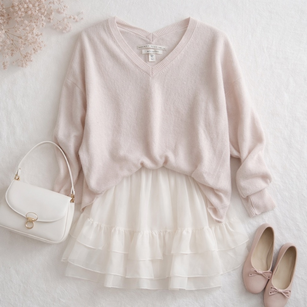 Max‎ Studio Soft Pink 100% Cashmere Sweater